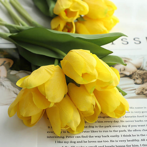 MEALULAND 10pcs High-end Artificial Tulip, Yellow