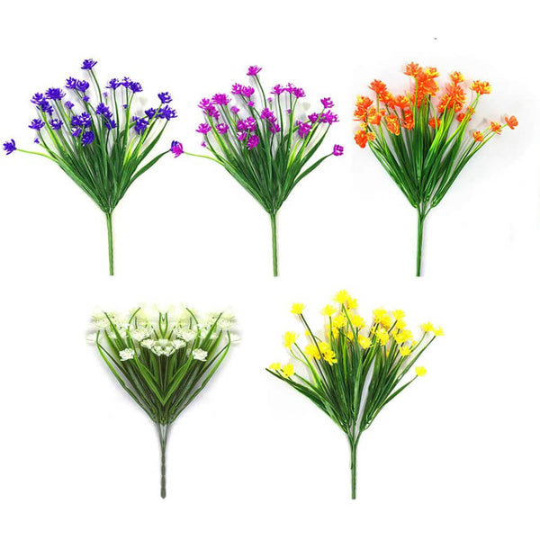 MEALULAND 5 Bundles Artificial Grass Flower (Multi Color)