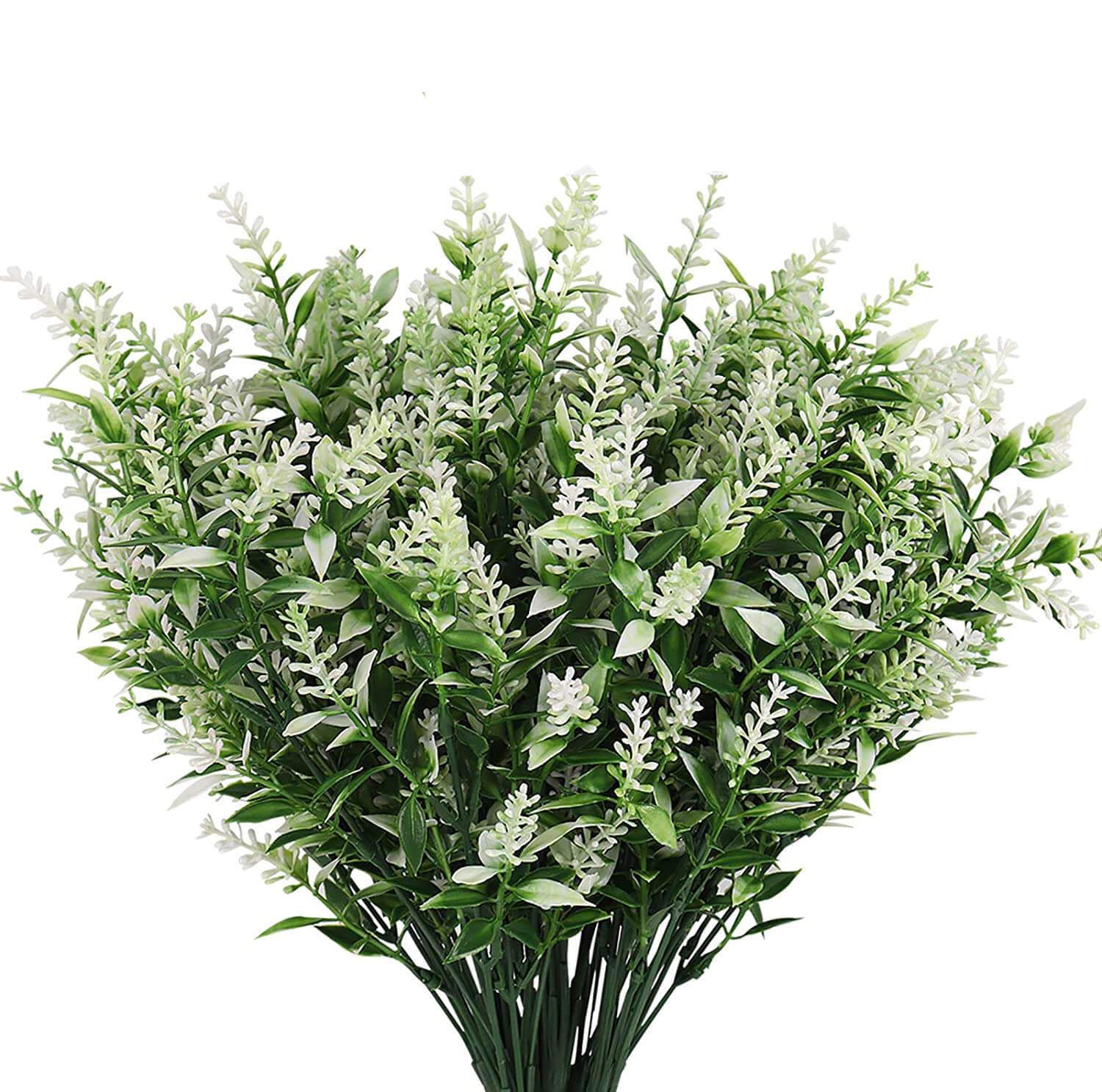 8 Bundles Artificial Flowers Plastic Plant (White)