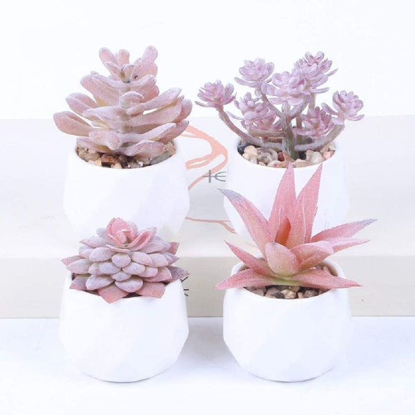 4 Pcs Mini Artificial Succulent Desk Plants in Pots