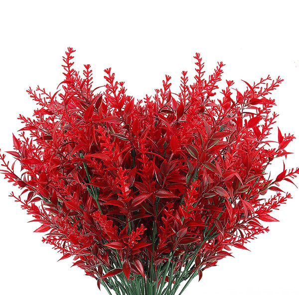 8 Bundles Artificial Flowers Plastic Plant (Red)