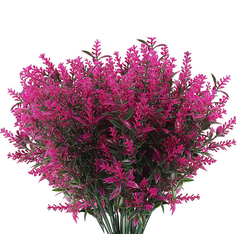 8 Bundles Artificial Flowers Plastic Plant (Fuchsia)