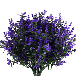 8 Bundles Artificial Flowers Plastic Plant (Purple)