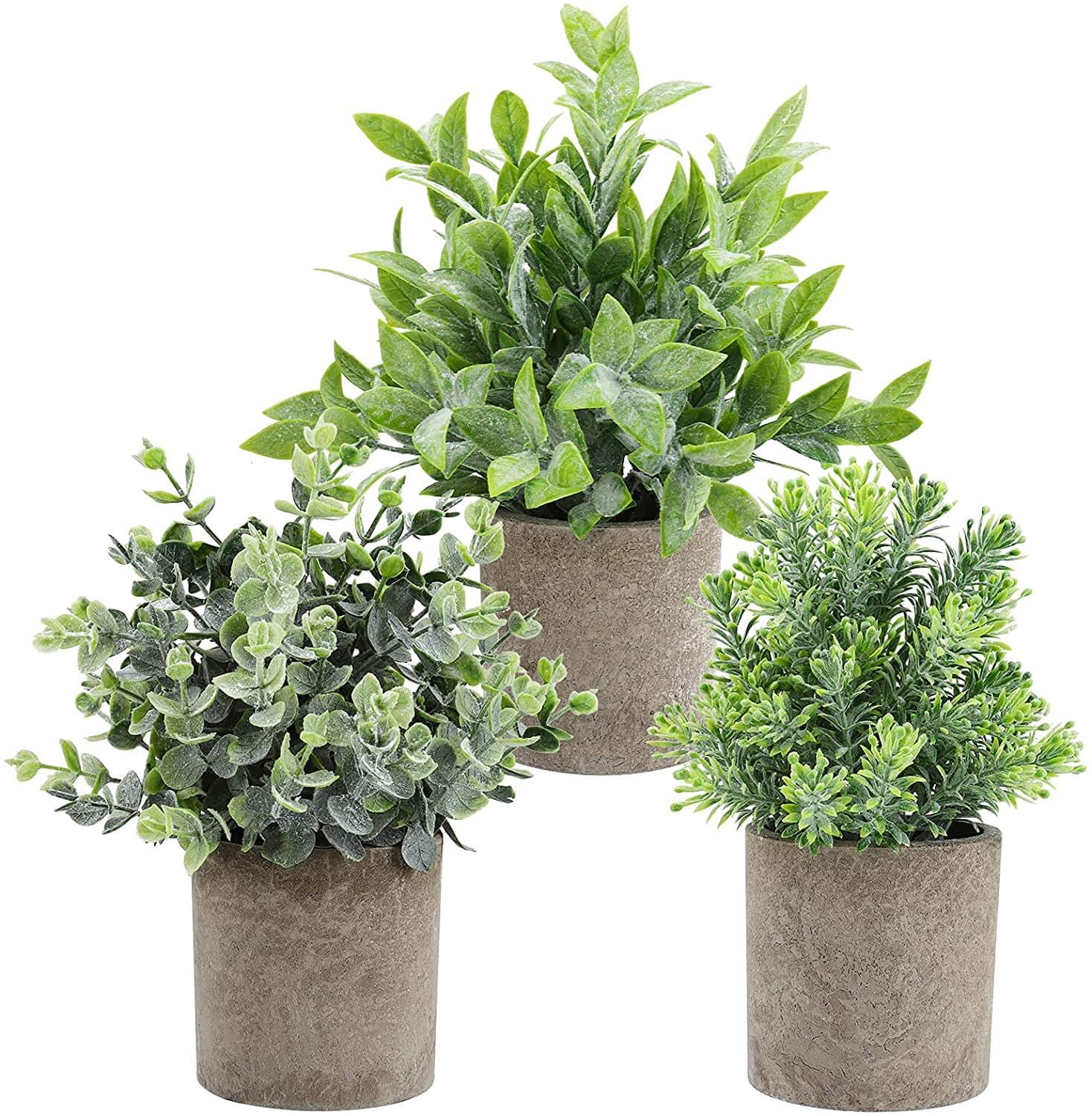 3 Pcs Artificial Plants Plastic Faux Plants in Pots