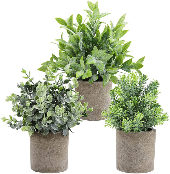 3 Pcs Artificial Plants Plastic Faux Plants in Pots