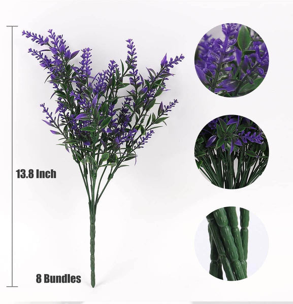 8 Bundles Artificial Flowers Plastic Plant (Purple)