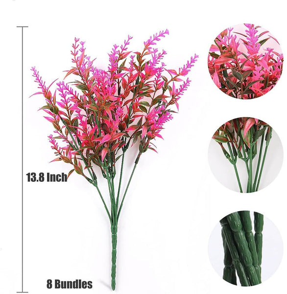 8 Bundles Artificial Flowers Plastic Plant (Pink)