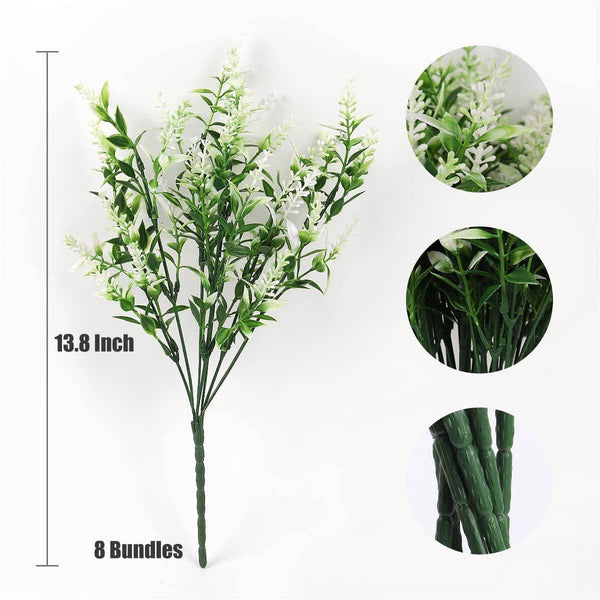 8 Bundles Artificial Flowers Plastic Plant (White)