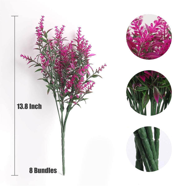 8 Bundles Artificial Flowers Plastic Plant (Fuchsia)