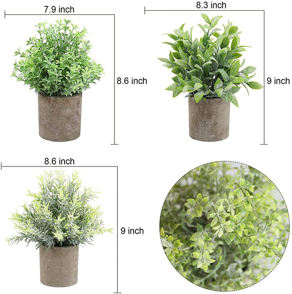 3 Pcs Artificial Plants Plastic Faux Plants in Pots