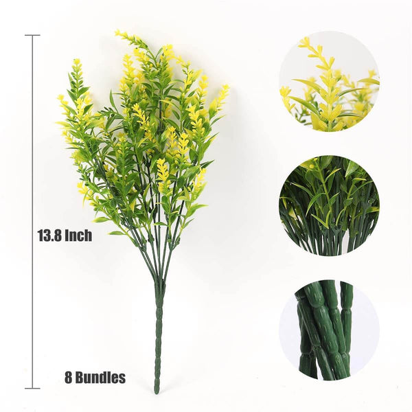 8 Bundles Artificial Flowers Plastic Plant (Yellow)