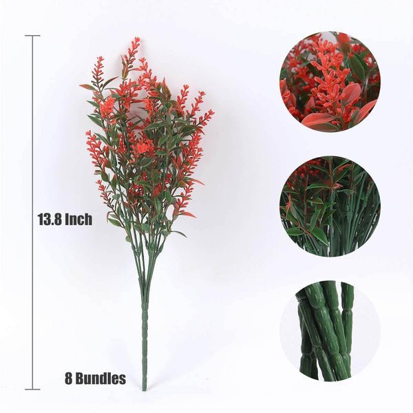 8 Bundles Artificial Flowers Plastic Plant (Orange)