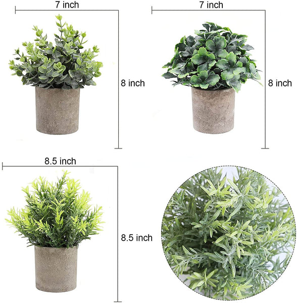 3 Pcs Artificial Plants Plastic Faux Plants in Pots