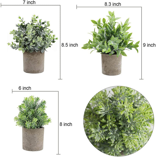 3 Pcs Artificial Plants Plastic Faux Plants in Pots