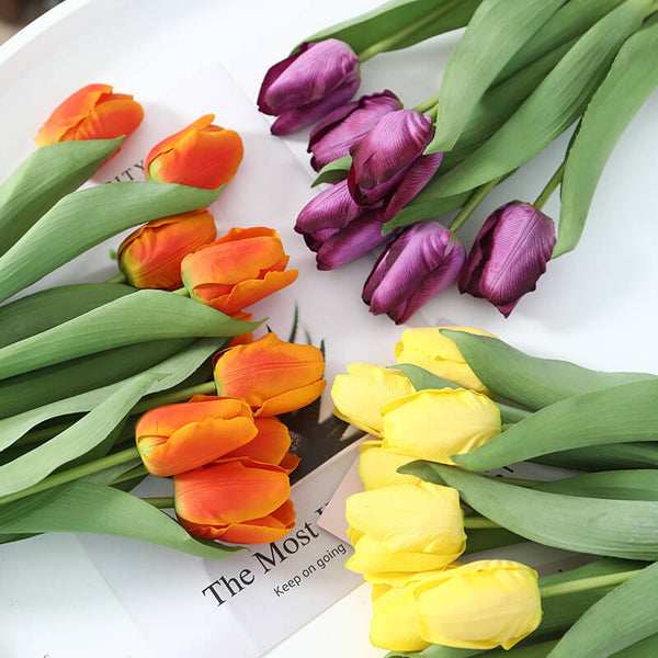 MEALULAND 10pcs High-end Artificial Tulip, Purple