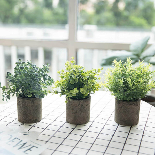 3 Pcs Artificial Plants Plastic Faux Plants in Pots