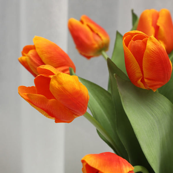 MEALULAND 10pcs High-end Artificial Tulip, Orange