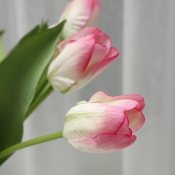 MEALULAND 10pcs High-end Artificial Tulip, Pink Green