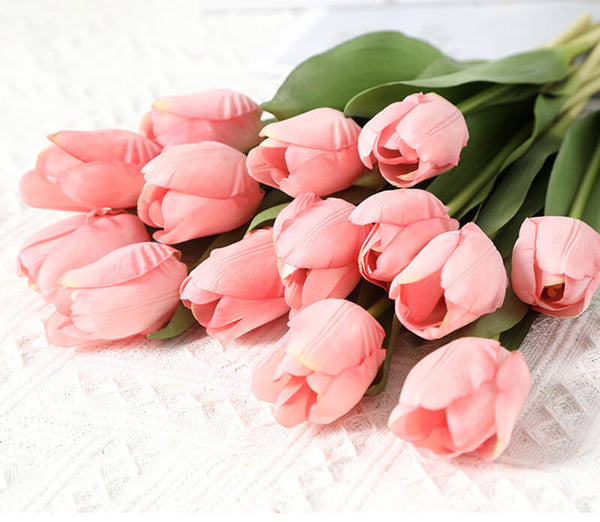 MEALULAND 10pcs High-end Artificial Tulip, Light Pink