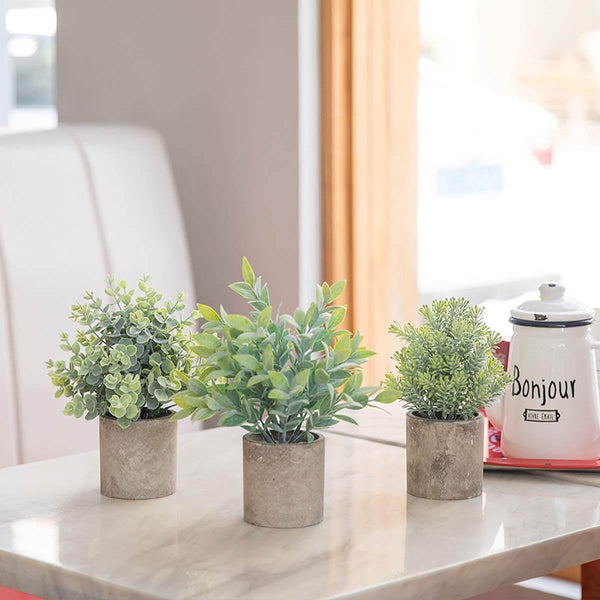 3 Pcs Artificial Plants Plastic Faux Plants in Pots