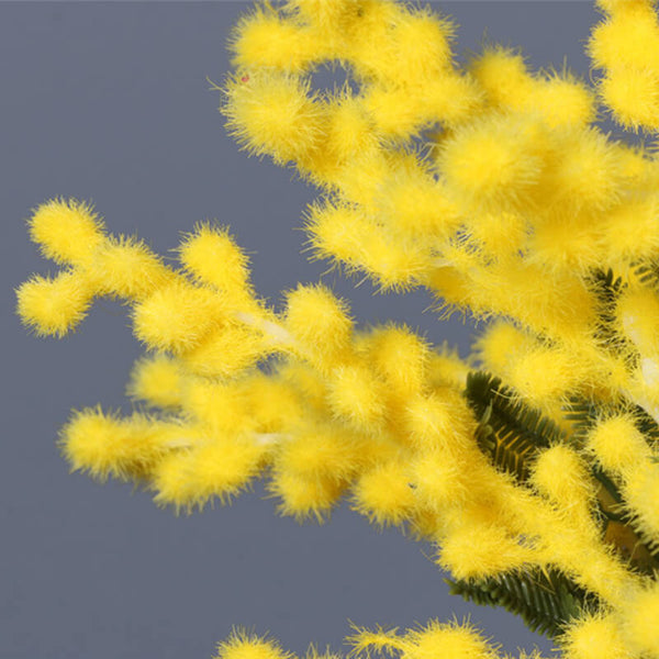 MEALULAND 10pcs Artificial Flocked Acacia Flower Yellow