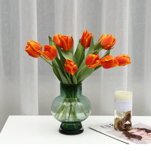 MEALULAND 10pcs High-end Artificial Tulip, Orange