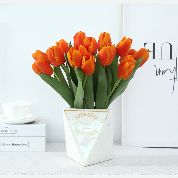 MEALULAND 10pcs High-end Artificial Tulip, Orange