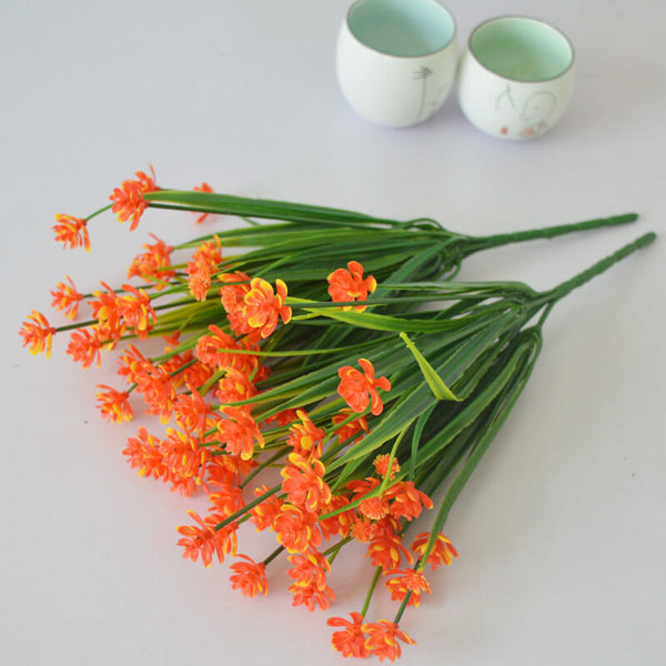 MEALULAND 5 Bundles Artificial Grass Flower (Orange)