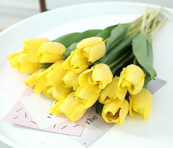 MEALULAND 10pcs High-end Artificial Tulip, Yellow