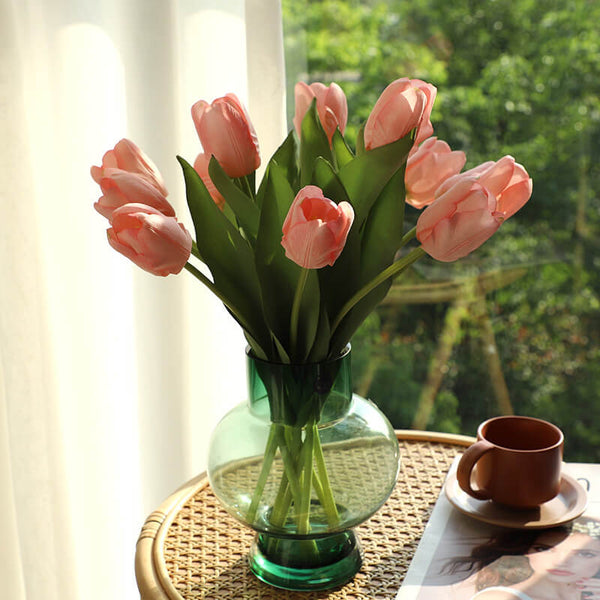 MEALULAND 10pcs High-end Artificial Tulip, Light Pink