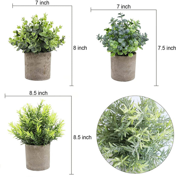 3 Pcs Artificial Plants Plastic Faux Plants in Pots