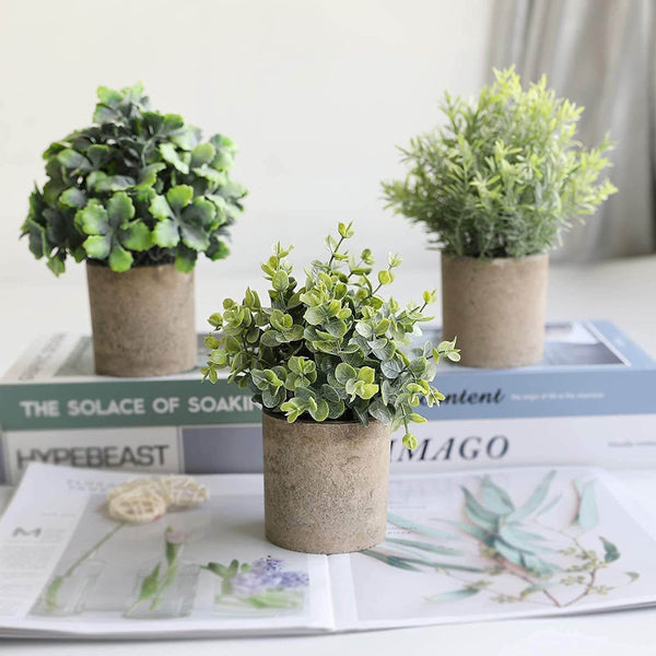 3 Pcs Artificial Plants Plastic Faux Plants in Pots