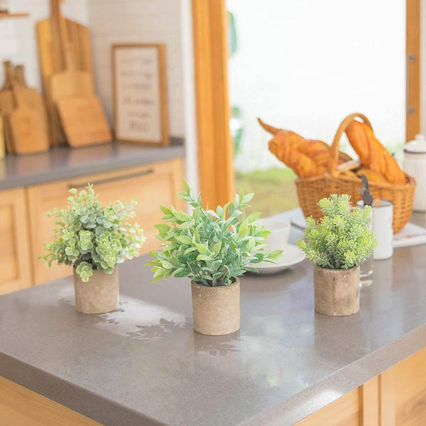 3 Pcs Artificial Plants Plastic Faux Plants in Pots