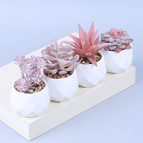 4 Pcs Mini Artificial Succulent Desk Plants in Pots