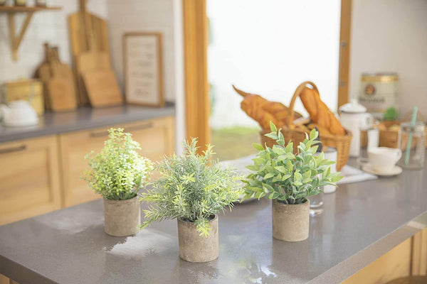 3 Pcs Artificial Plants Plastic Faux Plants in Pots