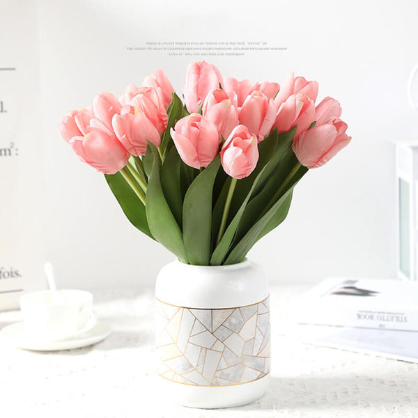 MEALULAND 10pcs High-end Artificial Tulip, Light Pink