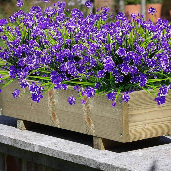 MEALULAND 5 Bundles Artificial Grass Flower (Purple)