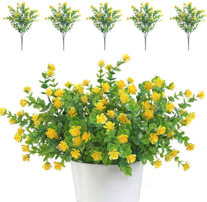 MEALULAND 5 Bundles Artificial Flowers Shrubs Plants (Yellow)