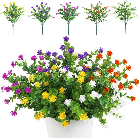 MEALULAND 5 Bundles Artificial Flowers Shrubs Plants (Multi Color)