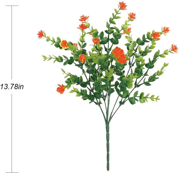 MEALULAND 5 Bundles Artificial Flowers Shrubs Plants (Orange)