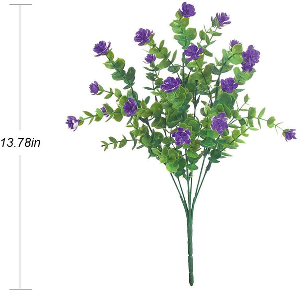 MEALULAND 5 Bundles Artificial Flowers Shrubs Plants (Purple)