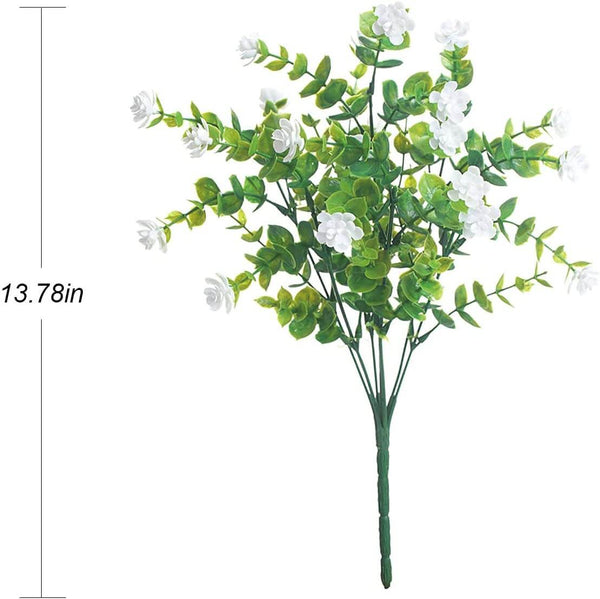 MEALULAND 5 Bundles Artificial Flowers Shrubs Plants (White)