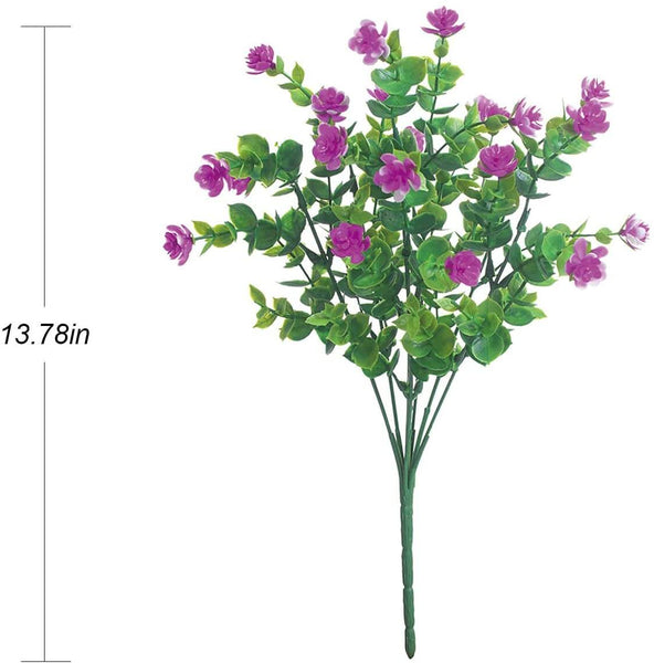 MEALULAND 5 Bundles Artificial Flowers Shrubs Plants (Purple Red)