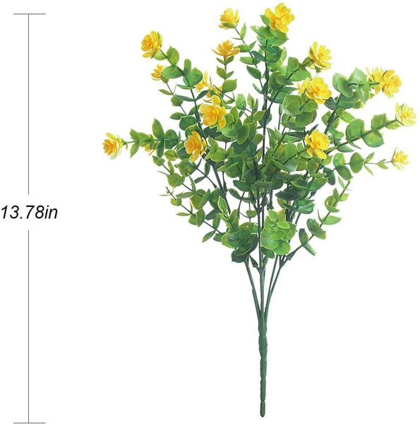 MEALULAND 5 Bundles Artificial Flowers Shrubs Plants (Yellow)