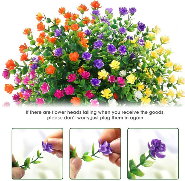 MEALULAND 5 Bundles Artificial Flowers Shrubs Plants (Multi Color)