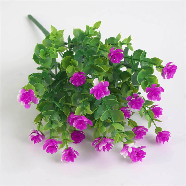 MEALULAND 5 Bundles Artificial Flowers Shrubs Plants (Purple Red)