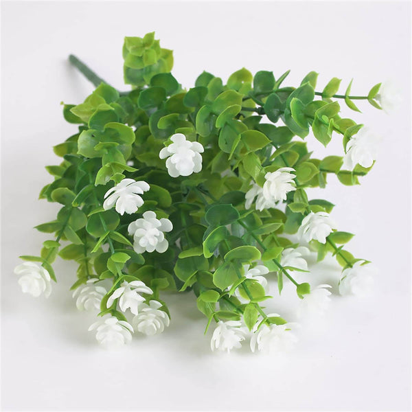 MEALULAND 5 Bundles Artificial Flowers Shrubs Plants (White)