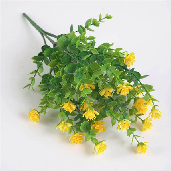 MEALULAND 5 Bundles Artificial Flowers Shrubs Plants (Yellow)