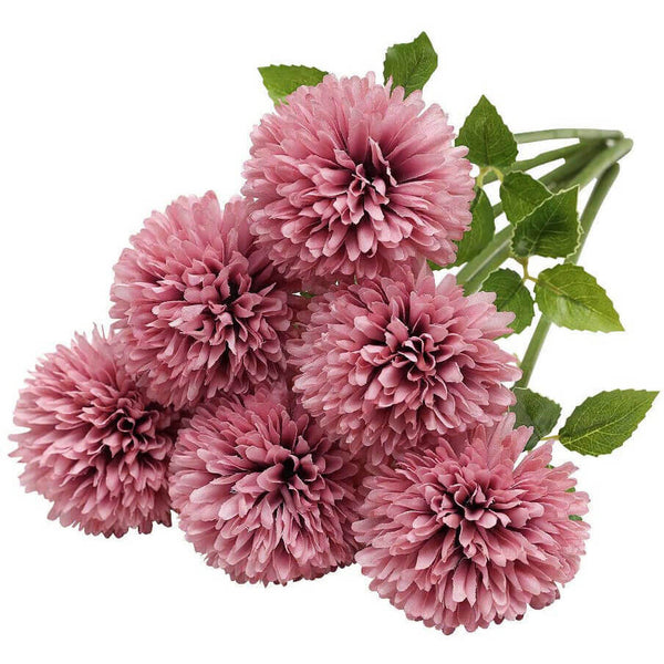 MEALULAND 10 Pcs Artificial Pompon Mum Flowers (Pink)