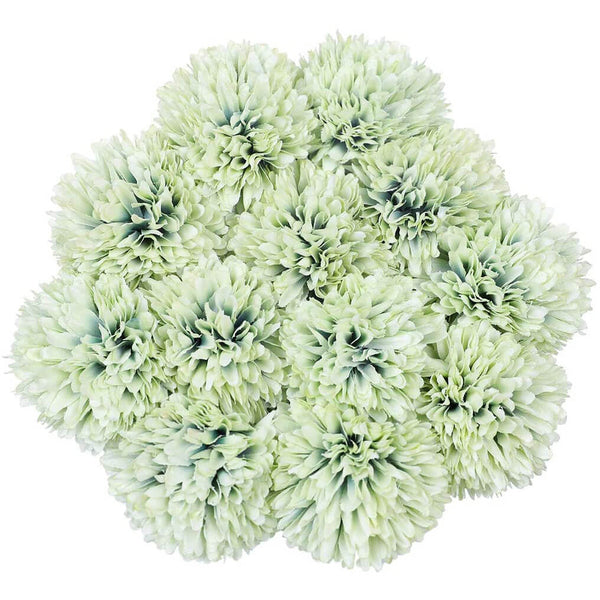 MEALULAND 10 Pcs Artificial Pompon Mum Flowers (Green)